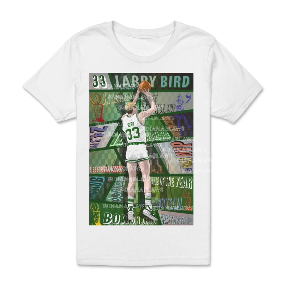 Boston Celtics Larry Bird Graphic Tee – Custom by Franklin Lawz Artz